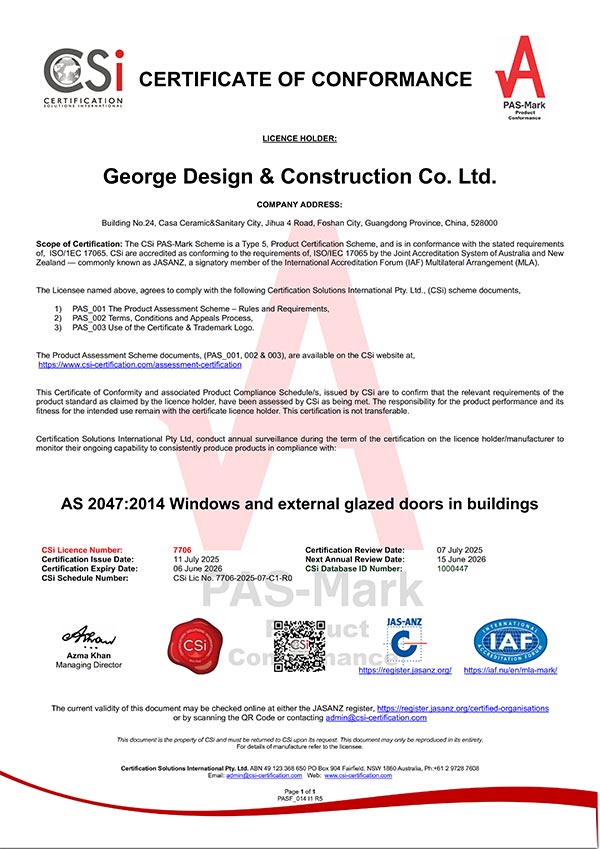 NFRC Certificate